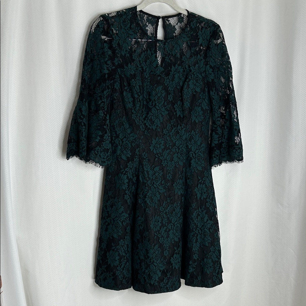 Eliza J Teal Lace Long Sleeve Dress